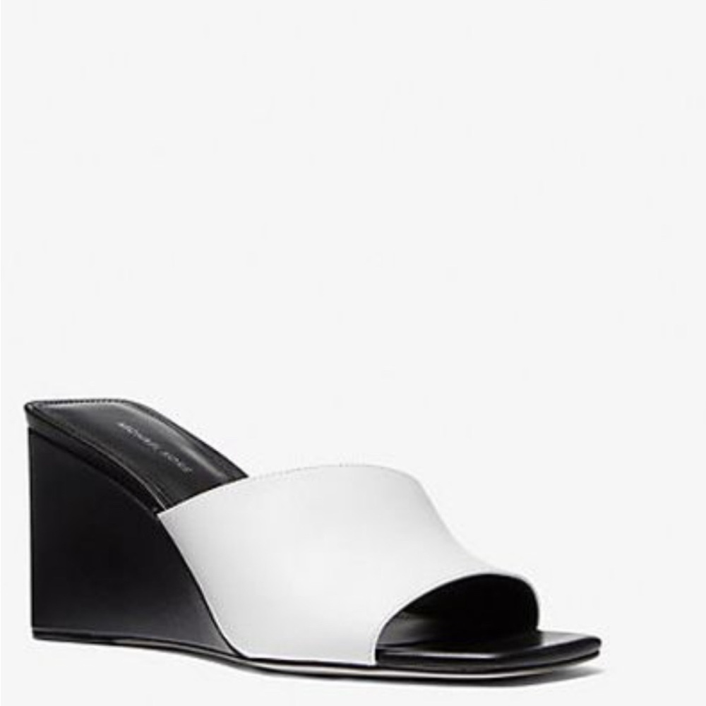 Michael Kors Black and White Wedge Sandals